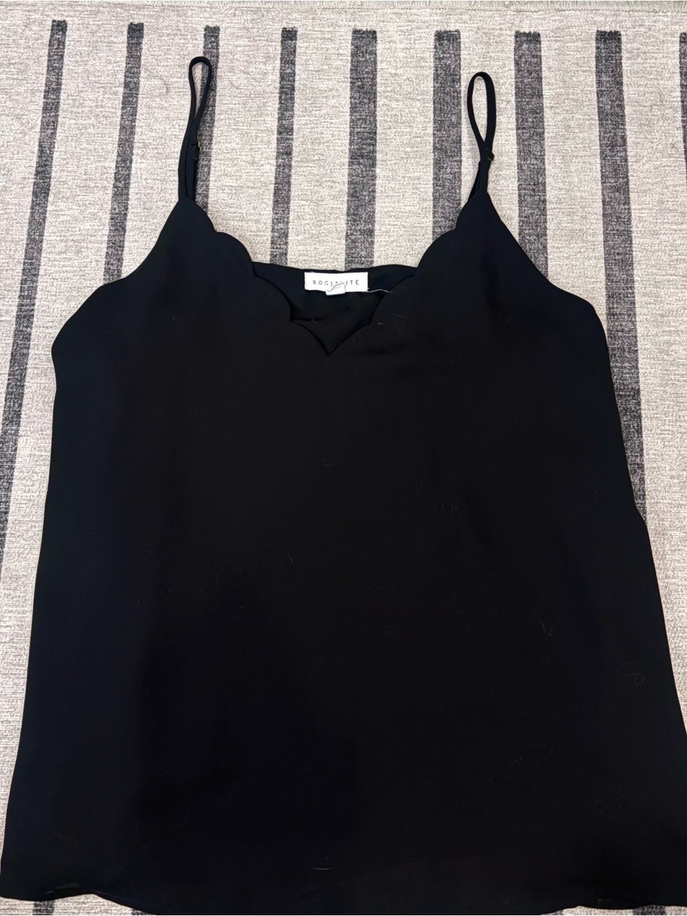 Socialite Black Scallop Trim V-Neck Camisole